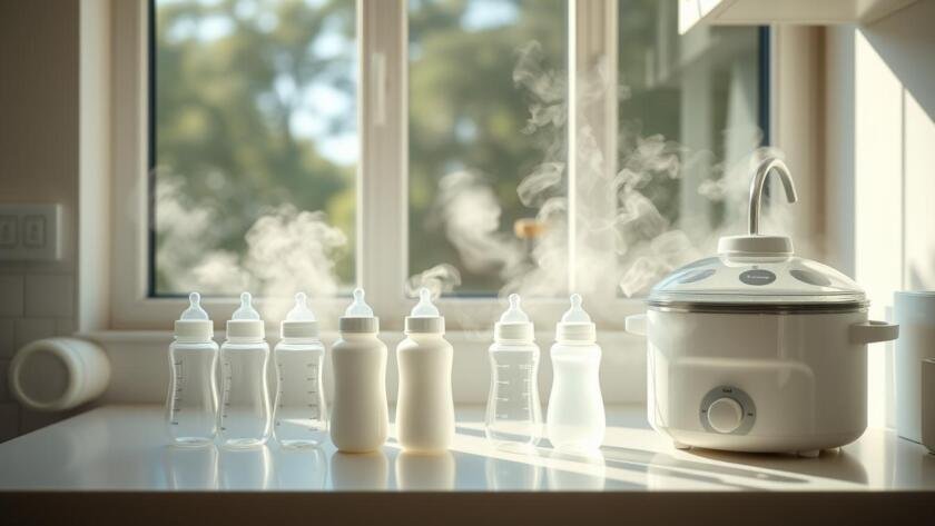 Sterilisere flasker,babyflasker,hygiene,spedbarn,trygg rengjøring,bakterier,koke